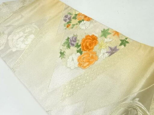 菊に牡丹模様織出し暈し名古屋帯【リサイクル】【中古】【着】 宗sou 菊に牡丹模様織出し暈し名古屋帯【リサイクル】【中古】【着】 宗sou
