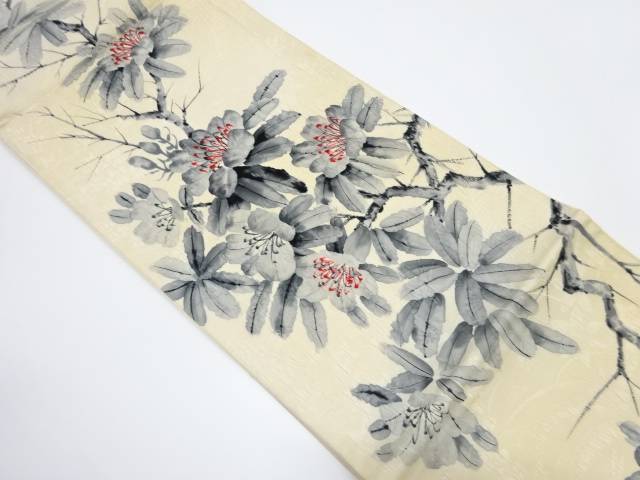 纐纈 手描き枝花模様袋帯(材料)【アンティーク】【中古】【着】 宗sou