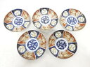 古伊万里 染付赤絵 松・牡丹五寸皿5客揃【中古】【道】 宗sou