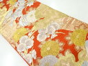 紅葉・菊梅模様織出し袋帯(材料)【アンティーク】【中古】【着】 宗sou【Pnt】