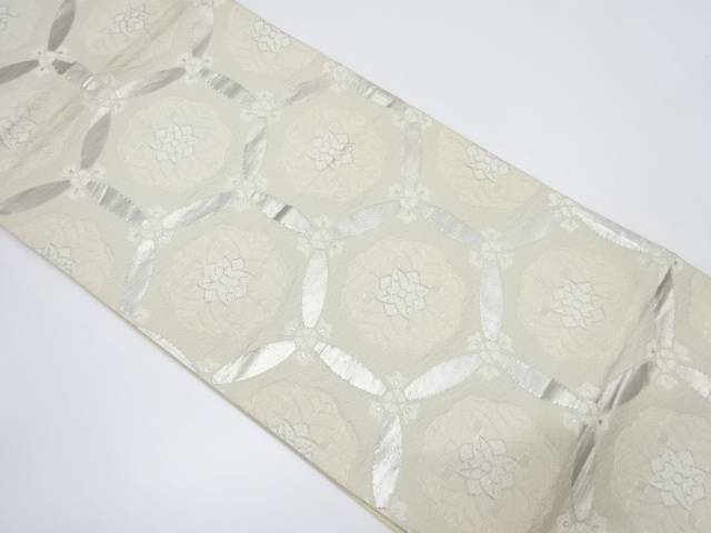 変わり花七宝模様織出し袋帯（材料）【アンティーク】【中古】【着】 宗sou