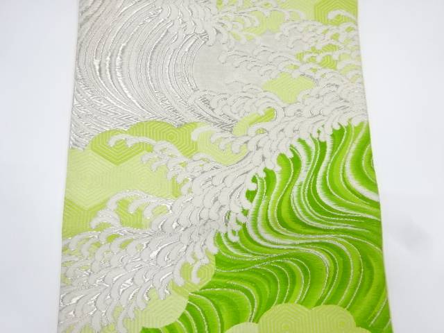 宮本貞男製　荒波模様織出し袋帯（材料）【アンティーク】【中古】【着】 宗sou