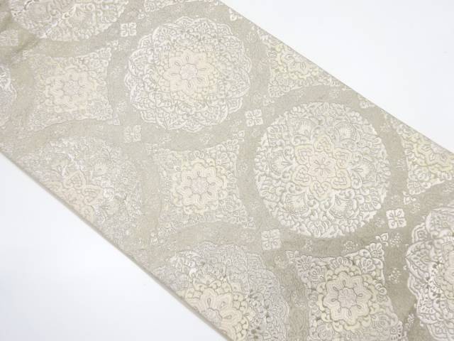 華紋模様織出し袋帯(材料)【アンティーク】【中古】【着】 宗sou