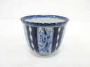 古伊万里 染付 縞に花唐草蕎麦猪口【中古】【道】 宗sou