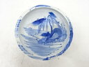 古伊万里 染付 柳山水平鉢【中古】【道】 宗sou
