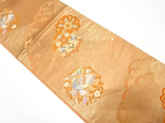 波に花鳥丸紋織出し袋帯【中古】【着】 宗sou