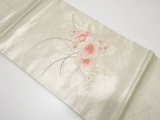 花模様刺繍名古屋帯【中古】【着】 宗sou