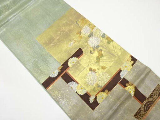 引箔 雅遊粋花文織り出し袋帯【中古】【着】 宗sou 引箔 雅遊粋花文織り出し袋帯【中古】【着】 宗sou