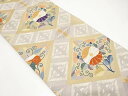 菱に菊唐草・向かい鶴模様織り出し袋帯【中古】【着】 宗sou(4)
