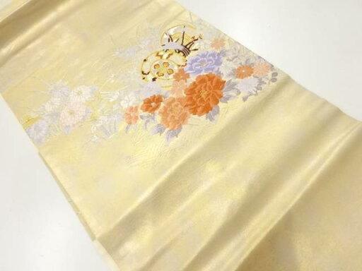 鼓に草花模様織出し名古屋帯【リサイクル】【中古】【着】 宗sou【Pnt】 鼓に草花模様織出し名古屋帯【リサイクル】【中古】【着】 宗sou【Pnt】