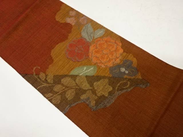 霞に花模様織り出し袋帯【中古】【着】 宗sou