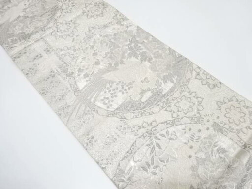鏡裏に花鳥模様織り出し袋帯【中古】【着】 宗sou 鏡裏に花鳥模様織り出し袋帯【中古】【着】 宗sou