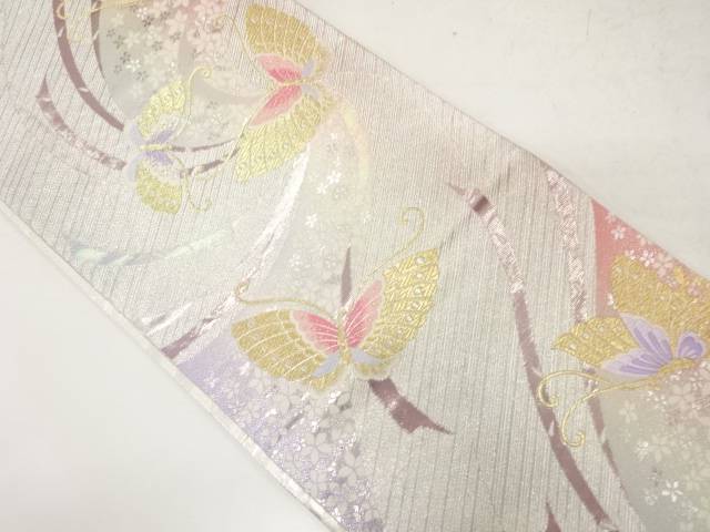 蝶に花模様織り出し袋帯【中古】【着】 宗sou