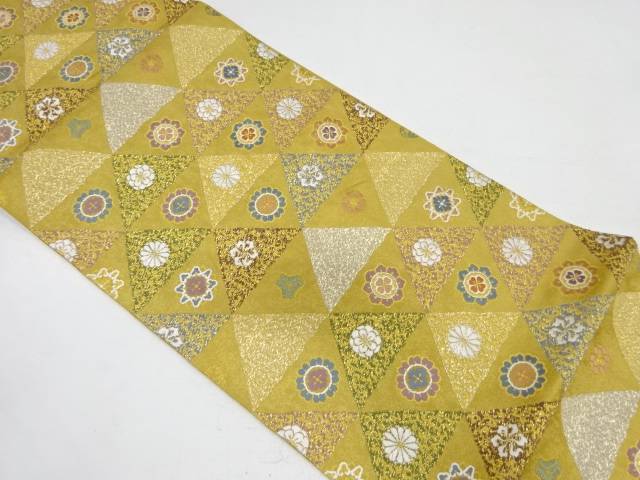 鱗に花模様織り出し袋帯【中古】【着】 宗sou