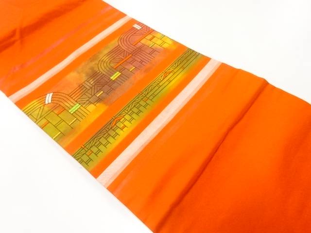 抽象模様織出し名古屋帯【リサイクル】【中古】【着】 宗sou