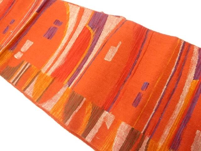 手織り真綿紬線描き模様織出し名古屋帯【リサイクル】【中古】【着】 宗sou【Pnt】