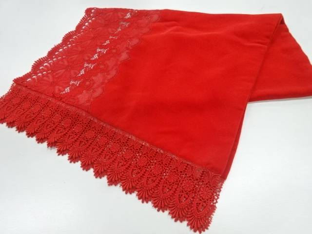 ビロードレース草花模様ショール【リサイクル】【中古】【着】 宗sou