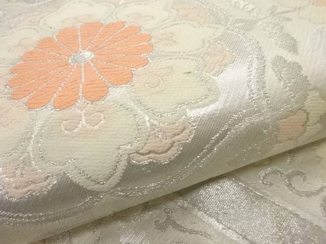 松皮菱に花模様織出し袋帯（材料）【アンティーク】【中古】【着】 宗sou【Pnt】