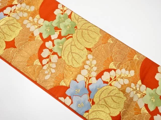 桐に菊青海波模様織り出し袋帯(材料)【アンティーク】【中古】【着】 宗sou