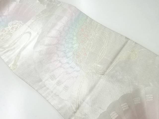 檜扇模様織出し袋帯(材料)【アンティーク】【中古】【着】 宗sou
