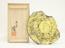 九谷焼 北村隆造 金箔古代瓦花入(共箱)【中古】【道】 宗sou