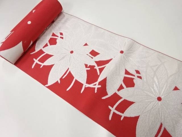 花模様織り出し八寸帯地反物【アンティーク】【中古】【着】 宗sou【spoff】