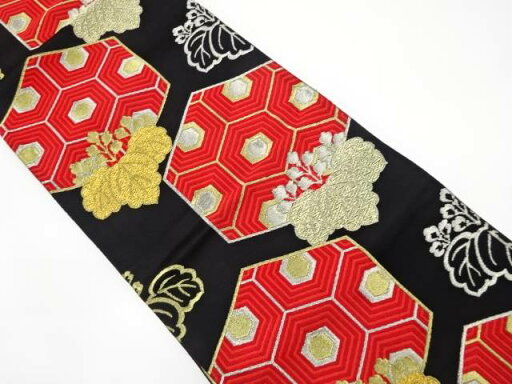 重ね亀甲に草花模様織出し袋帯(着用可)【アンティーク】【中古】【着】 宗sou 重ね亀甲に草花模様織出し袋帯(着用可)【アンティーク】【中古】【着】 宗sou