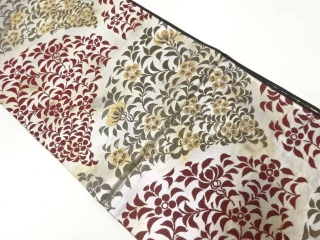 青海波に草花模様織出し袋帯(材料)【アンティーク】【中古】【着】 宗sou【Pnt】