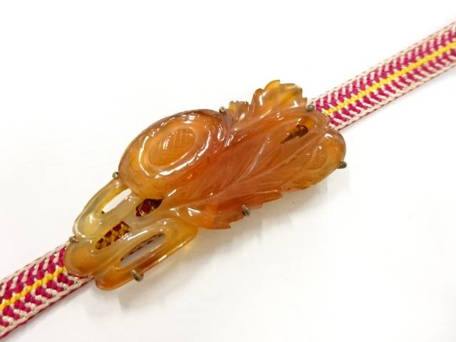 瑪瑙 透かし 帯留め【アンティーク】【中古】【着】 宗sou