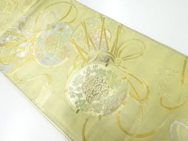 鼓模様織出し袋帯(材料)【アンティーク】【中古】【着】 宗sou【spoff】
