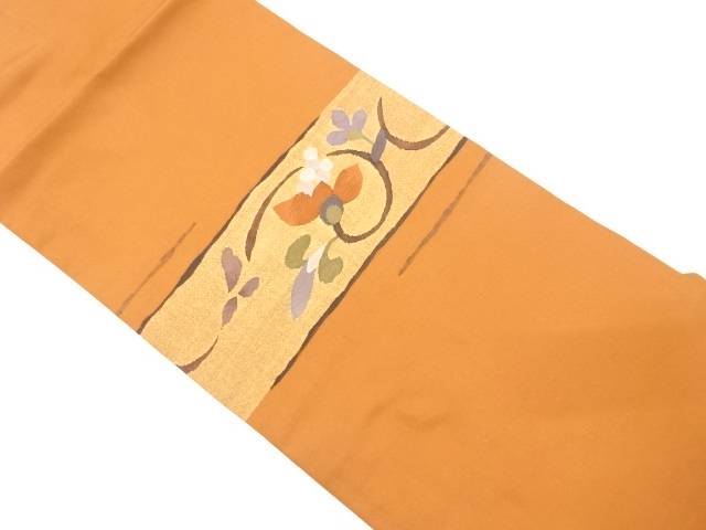 横段に花唐草模様織り出し名古屋帯【中古】【着】 宗sou