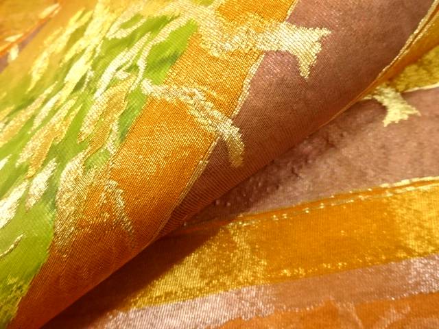 霞に松模様織り出し袋帯（材料）【アンティーク】【中古】【着】 宗sou