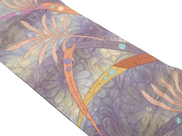 露草模様織り出し袋帯【中古】【着】 宗sou