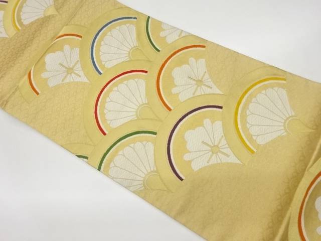 青海波に菊・花菱模様織出し袋帯【中古】【着】 宗sou