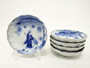 古伊万里 染付 鶴に人物 小皿 5枚セット【中古】【道】 宗sou