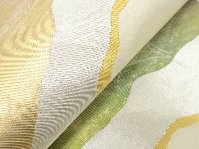 道長取りに萩・芝草模様織り出し袋帯（材料）【アンティーク】【中古】【着】 宗sou