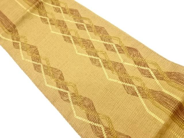 金糸 幾何学模様織出し袋帯【中古】【着】 宗sou