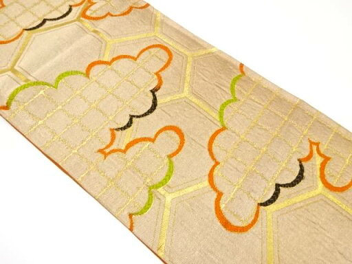 亀甲繋ぎに雲模様織り出し袋帯(着用可)【アンティーク】【中古】【着】 宗sou 亀甲繋ぎに雲模様織り出し袋帯(着用可)【アンティーク】【中古】【着】 宗sou