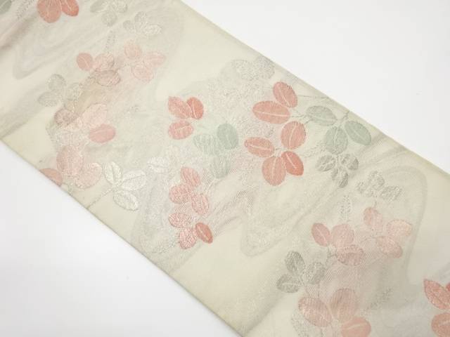 紗 流水に萩模様織り出し袋帯(材料)【アンティーク】【中古】【着】 宗sou