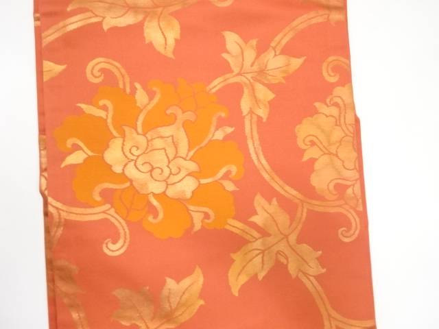 唐花模様織り出し名古屋帯【中古】【着】 宗sou