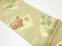 地紙に草花・葡萄模様織り出し袋帯(材料)【アンティーク】【中古】【着】 宗sou