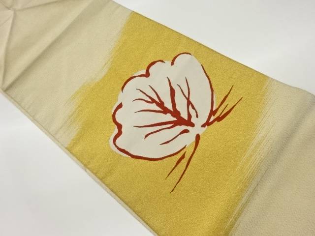 抽象植物模様織り出し名古屋帯【中古】【着】 宗sou