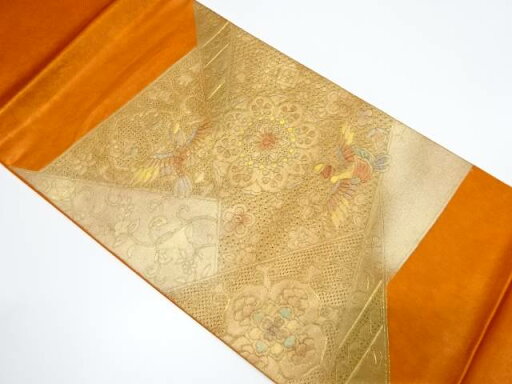 汕頭蘇州刺繍切りばめ風花鳥模様袋帯【中古】【着】 宗sou【spoff】 汕頭蘇州刺繍切りばめ風花鳥模様袋帯【中古】【着】 宗sou【spoff】