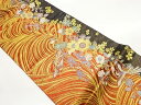 波に枝垂れ桜・鳳凰模様織出し袋帯【中古】【着】 宗sou