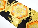 亀甲に花菱・桐模様織り出し袋帯(着用可)【アンティーク】【中古】【着】 宗sou