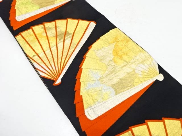 檜扇模様織り出し袋帯(材料)【アンティーク】【中古】【着】 宗sou
