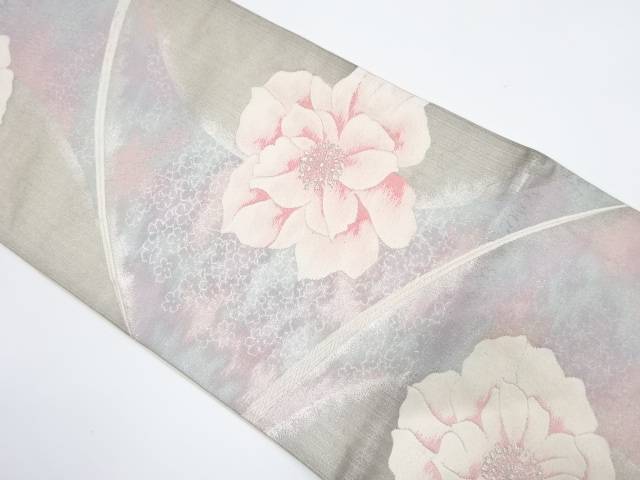 芝草に花模様織出し袋帯（材料）【アンティーク】【中古】【着】 宗sou