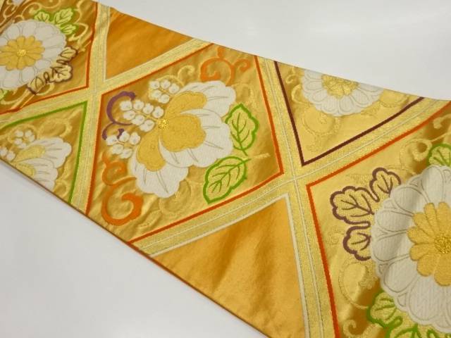桐・菊に襷模様織出し袋帯【中古】【着】 宗sou