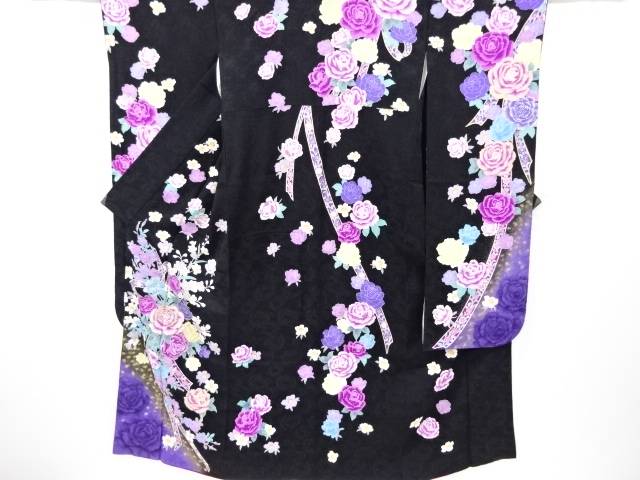 花車模様刺繍振袖【中古】【着】 宗sou