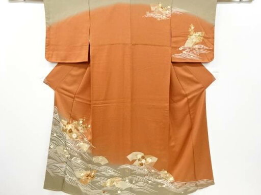 未使用品 仕立て上がり 金彩友禅 波に地紙・花模様刺繍訪問着【着】 宗sou 未使用品 仕立て上がり 金彩友禅 波に地紙・花模様刺繍訪問着【着】 宗sou